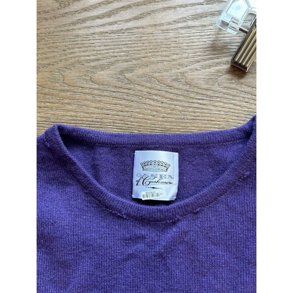 Queen of Cashmere Monogram Soft Cashmere Crewneck Sweater Purple Womens Small - Picture 7 of 8